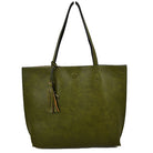 Reversible Faux Leather Tote Bag Vegan Tassel Handbag - Tote Bag