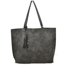 Reversible Faux Leather Tote Bag Vegan Tassel Handbag - Tote Bag