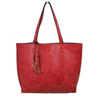 Reversible Faux Leather Tote Bag Vegan Tassel Handbag - Tote Bag