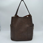 2-in-1 Chic Satchel Side Pocket Bucket Bag with Long Strap - Tote Bag