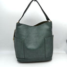 2-in-1 Chic Satchel Side Pocket Bucket Bag with Long Strap - Tote Bag