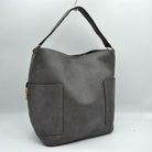 2-in-1 Chic Satchel Side Pocket Bucket Bag with Long Strap - Tote Bag