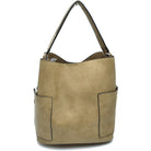 2-in-1 Chic Satchel Side Pocket Bucket Bag with Long Strap - Tote Bag