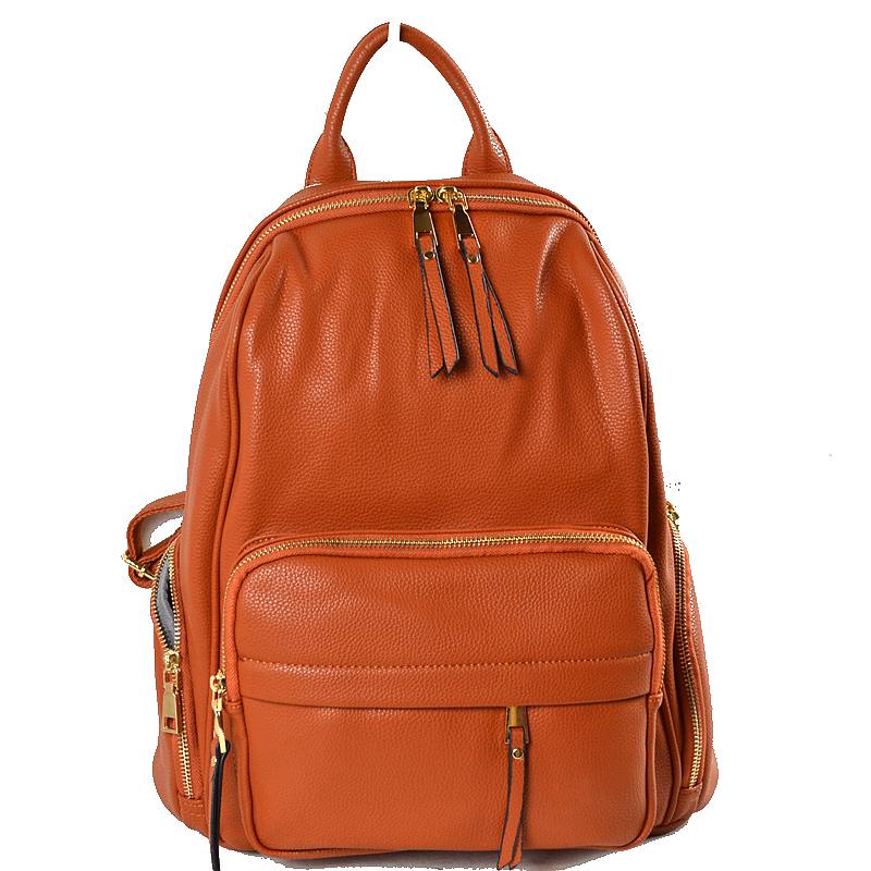 Elegant Soft PU Leather Bag Casual Shoulder Women’s Backpack - Backpacks