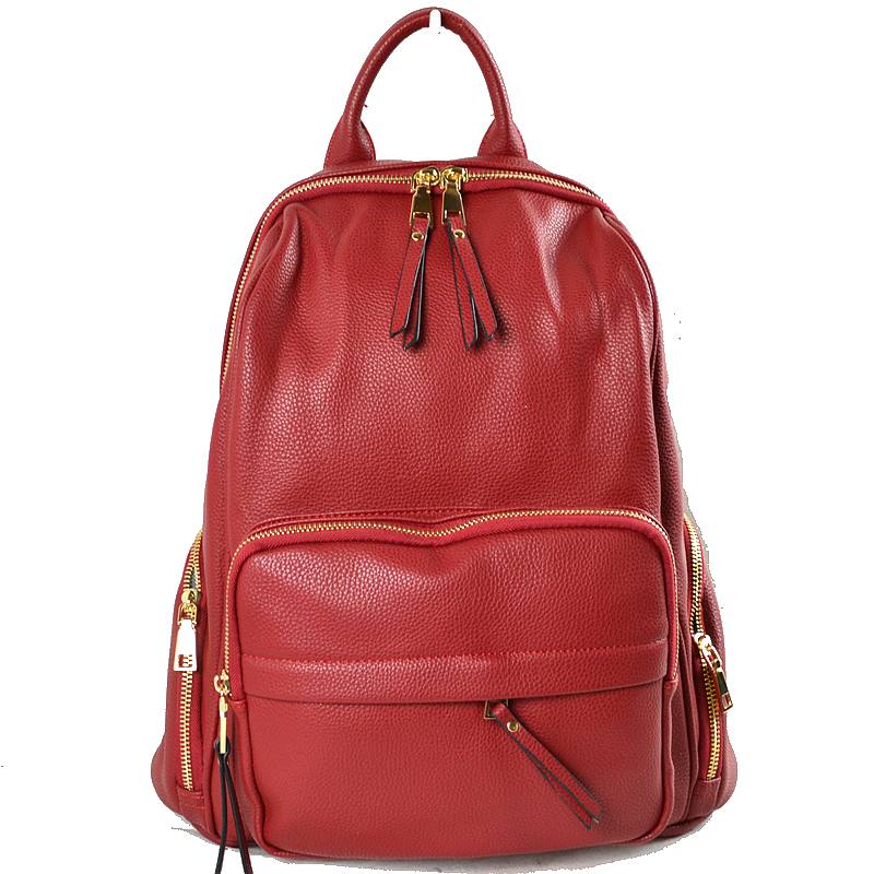 Elegant Soft PU Leather Bag Casual Shoulder Women’s Backpack - Backpacks
