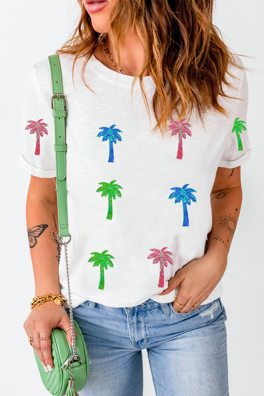 Coconut Palm Round Neck Short Sleeve T-Shirt - Charming Charlie