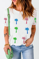 Coconut Palm Round Neck Short Sleeve T-Shirt - Charming Charlie