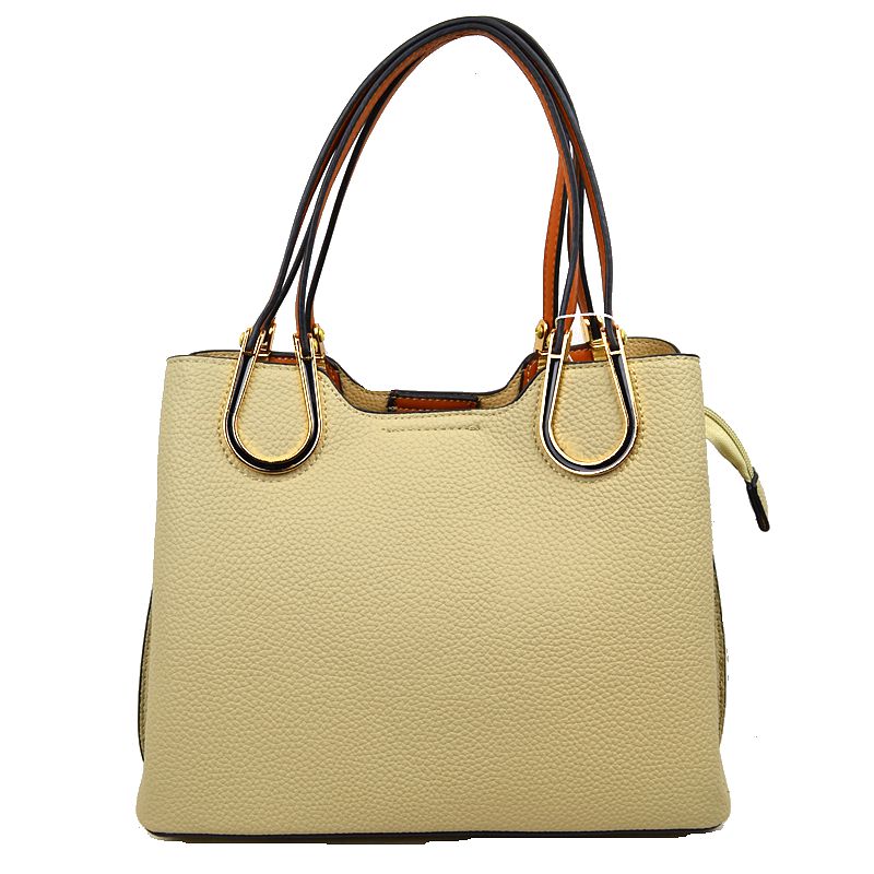 Textured Faux Leather Horseshoe Handle Women’s Tote Bag - Tote Bag