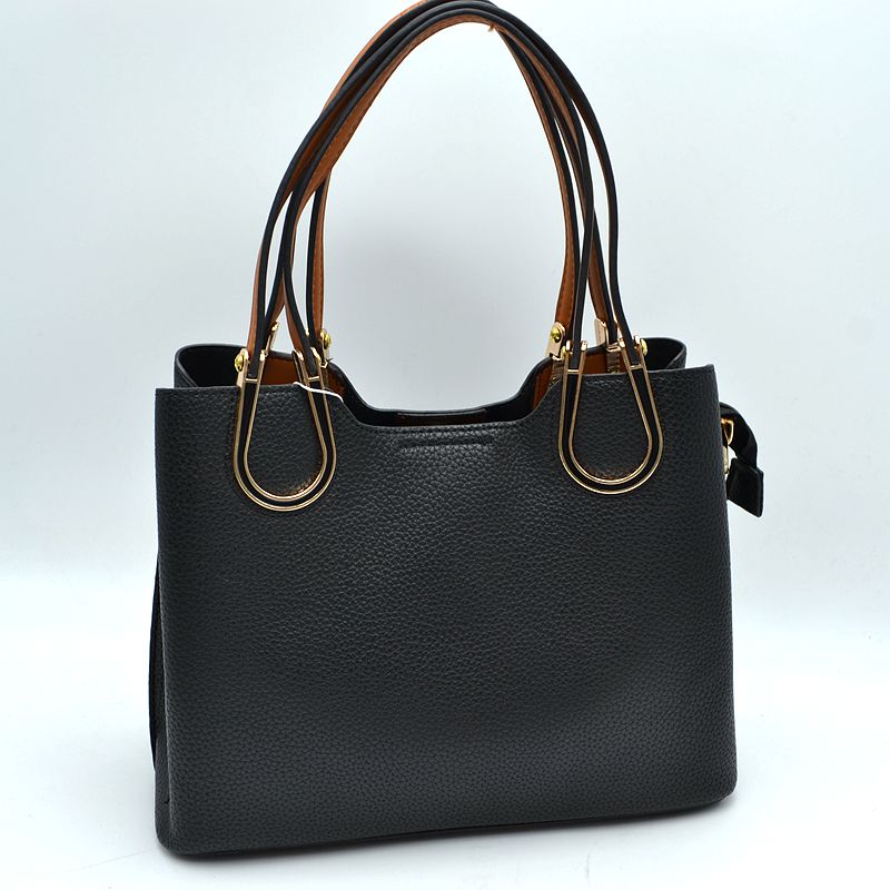 Textured Faux Leather Horseshoe Handle Women’s Tote Bag - Tote Bag