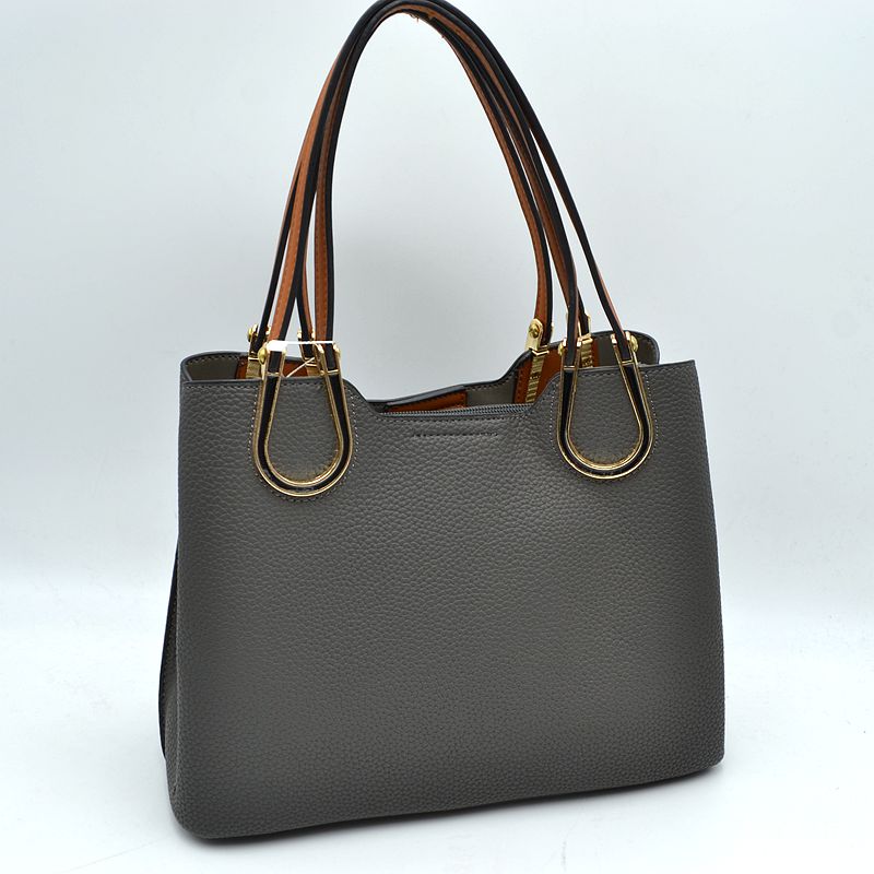 Textured Faux Leather Horseshoe Handle Women’s Tote Bag - Tote Bag