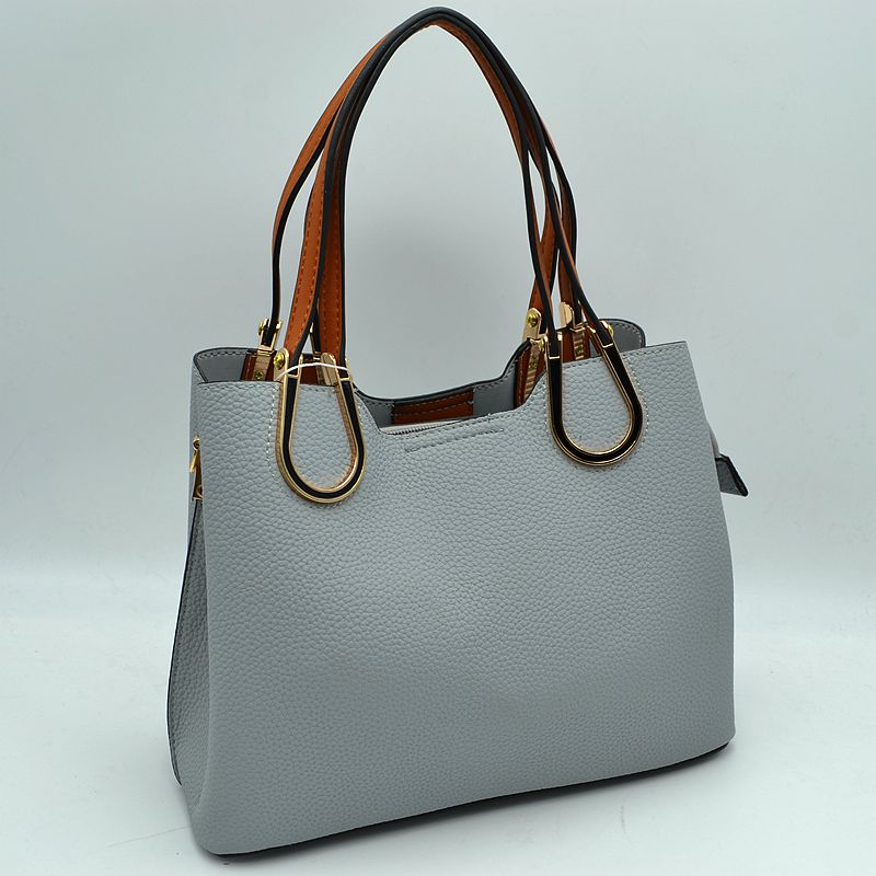Textured Faux Leather Horseshoe Handle Women’s Tote Bag - Tote Bag