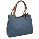 Royal Blue Textured Faux Leather Horseshoe Handle Women's Tote Bag, featuring an eye-catching textured faux leather exterior and a horseshoe-shaped handle. The bag has a spacious interior, perfect for days when you need to carry a lot of items. Its structure and design ensure that your items will stay secure even on the go.