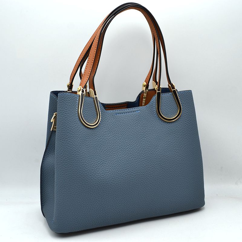 Textured Faux Leather Horseshoe Handle Women’s Tote Bag - Tote Bag