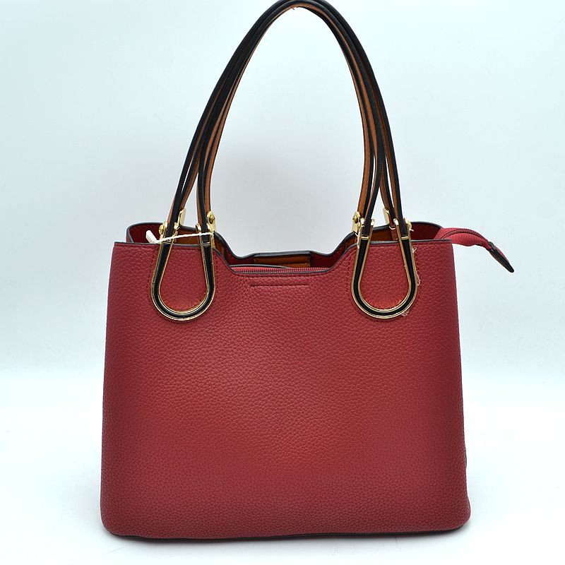 Textured Faux Leather Horseshoe Handle Women’s Tote Bag - Tote Bag