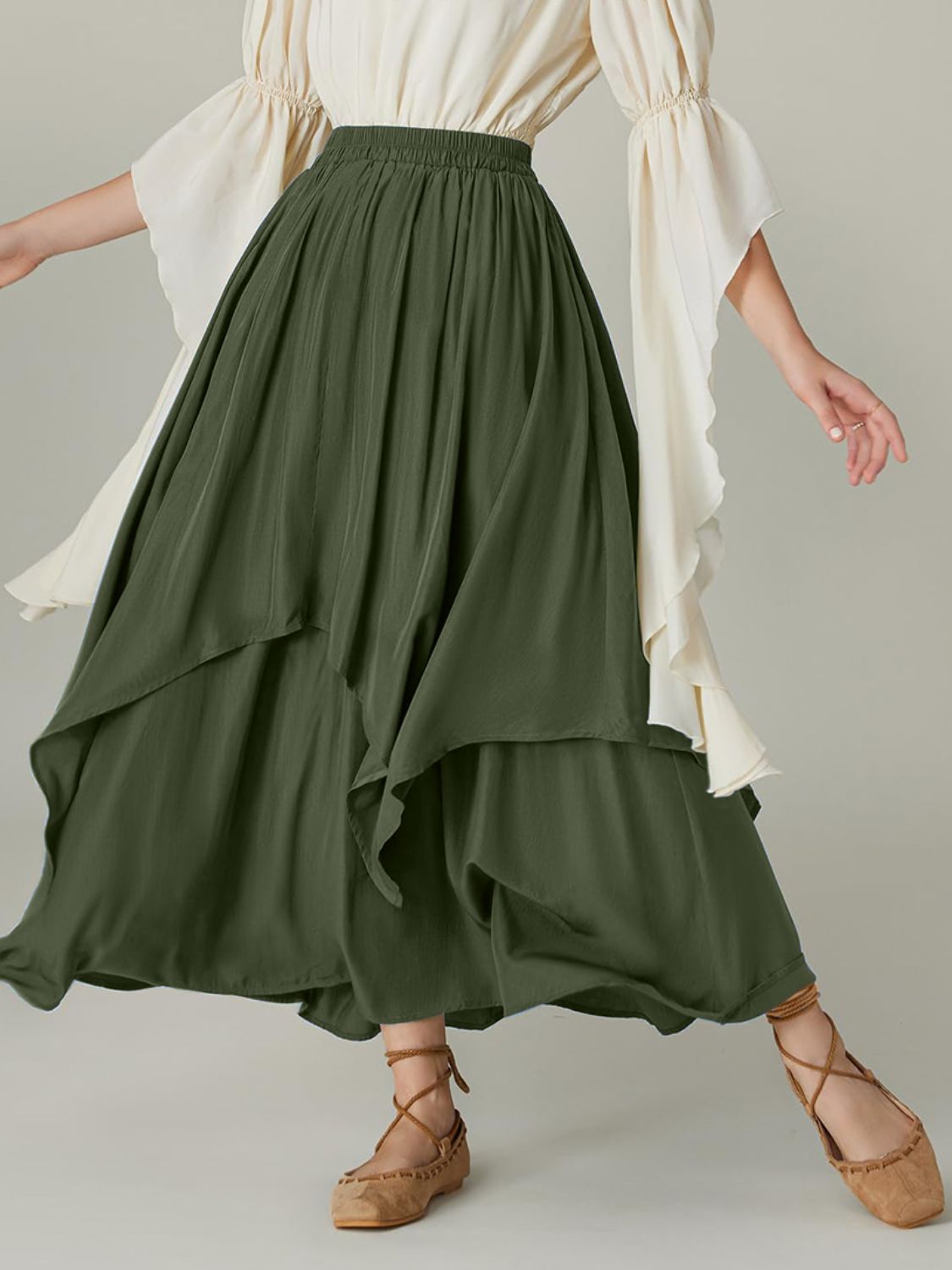 Smocked Waist Band Ruched Layered Skirt – Charming Charlie