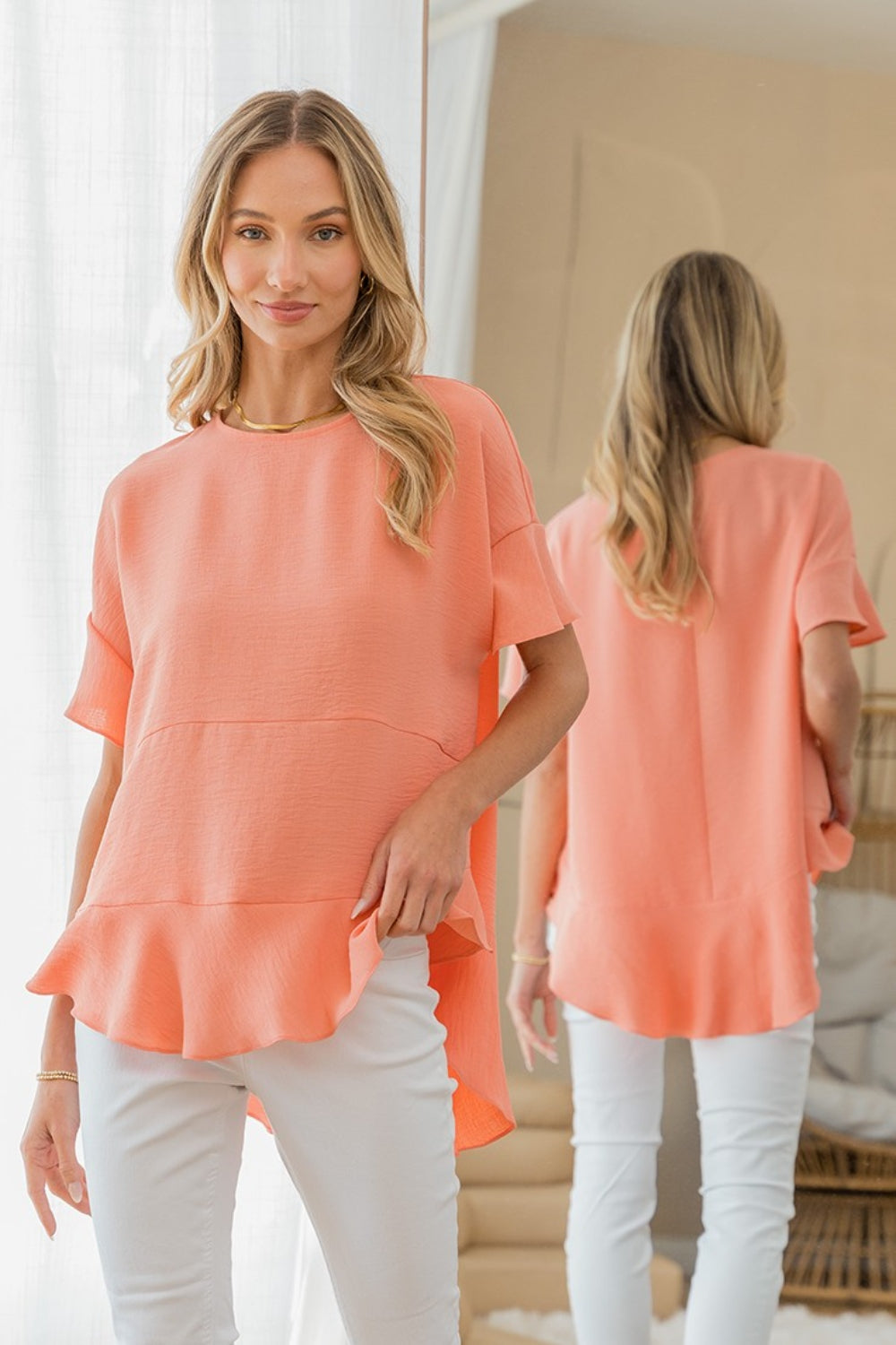 Sew In Love Round Neck Ruffled Top - Charming Charlie