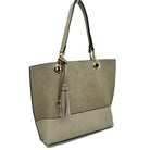 2 n1 Vegan Tote Handbag Pouch Faux Leather Tote Bag - Beige - Tote Bag
