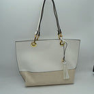 2 n1 Vegan Tote Handbag Pouch Faux Leather Tote Bag - White - Tote Bag