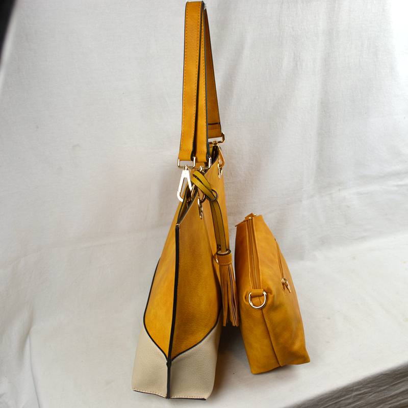 2 n1 Vegan Tote Handbag Pouch Faux Leather Tote Bag - Tote Bag