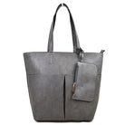 3 In 1 Large Soft Faux Leather Womens Tote Handbags - Dark Grey - Tote Bag