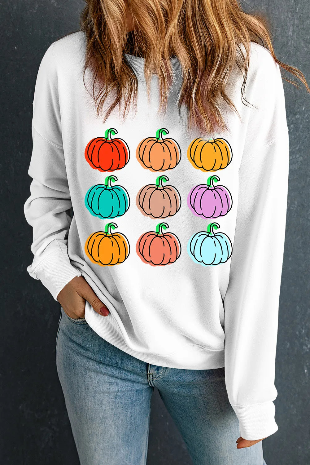 Pumpkin Graphic Long Sleeve Sweatshirt - Charming Charlie