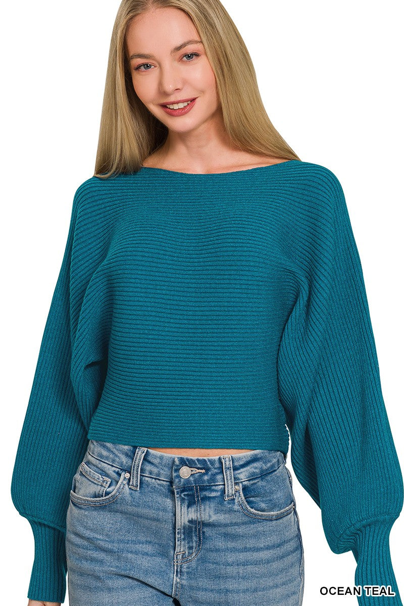 Zenana Boat Neck Balloon Sleeve Sweater – Charming Charlie