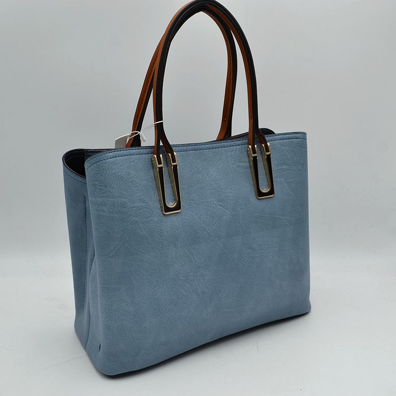 Solid Faux Leather Tote Bag Shoulder Bag - Tote Bag
