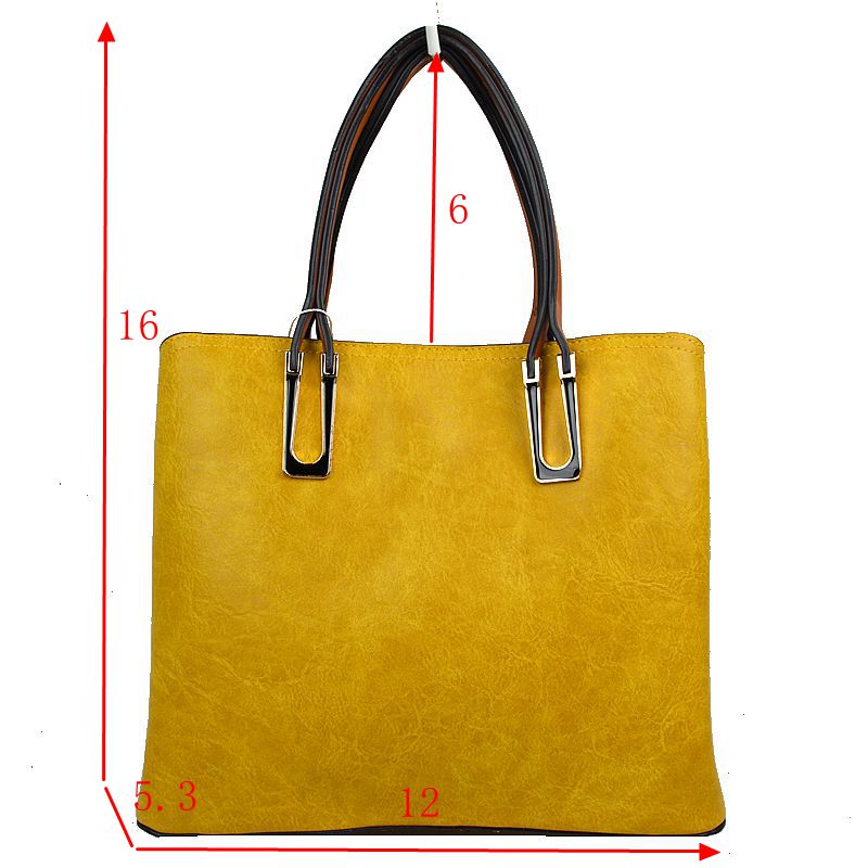 Solid Faux Leather Tote Bag Shoulder Bag - Tote Bag