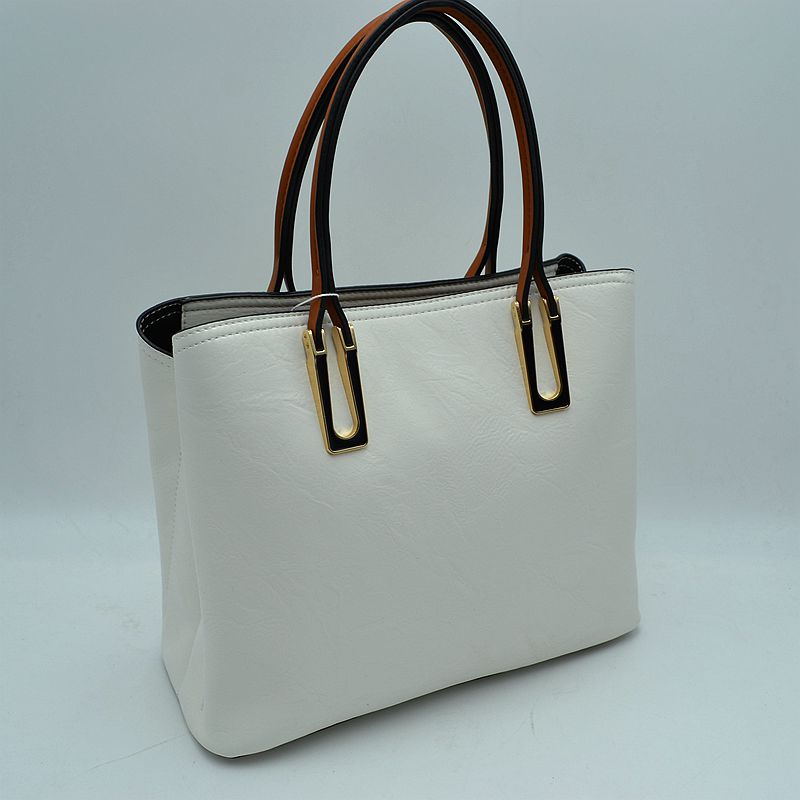 Solid Faux Leather Tote Bag Shoulder Bag - Tote Bag