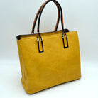 Solid Faux Leather Tote Bag Shoulder Bag - Tote Bag