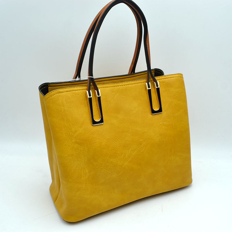 Solid Faux Leather Tote Bag Shoulder Bag - Tote Bag
