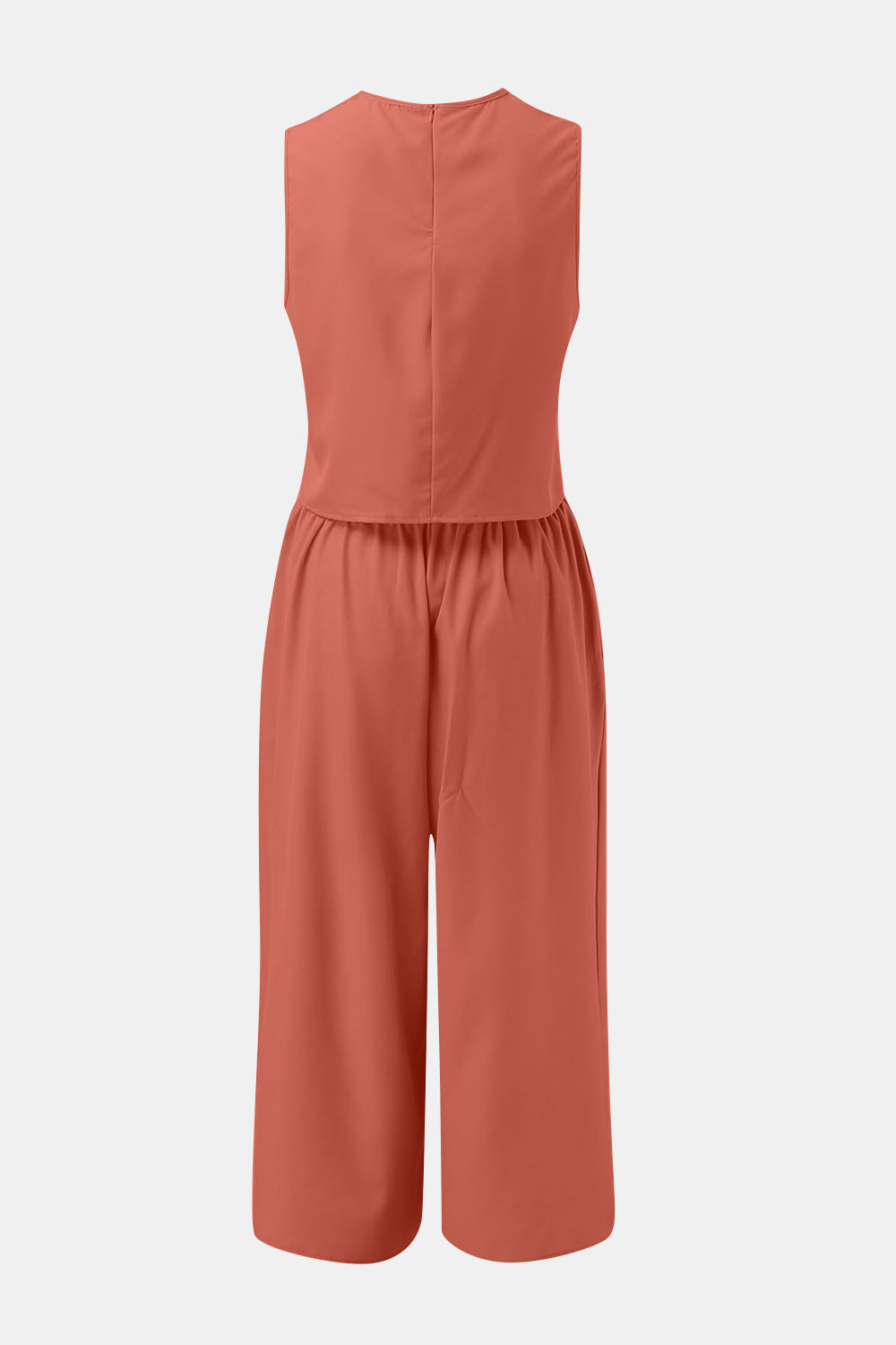 Round Neck Top and Wide Leg Pants Set - Charming Charlie