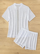 Open Front Half Sleeve Top and Shorts Cover Up Set - Charming Charlie