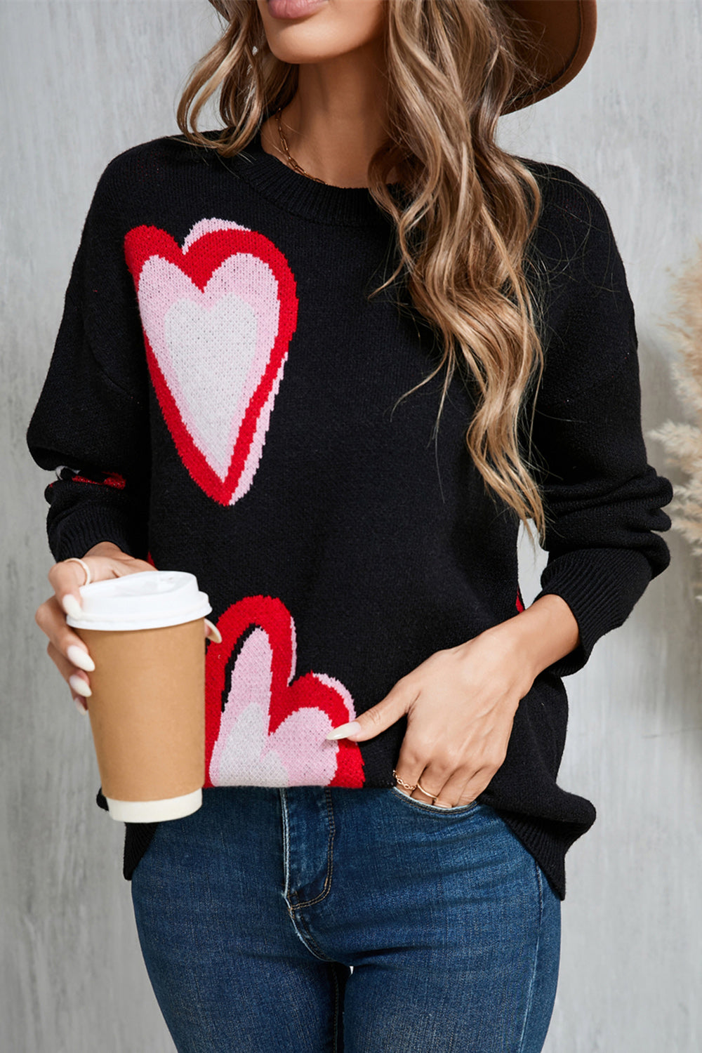Angel Wings Heart Round Neck Long Sleeve Sweater - Charming Charlie