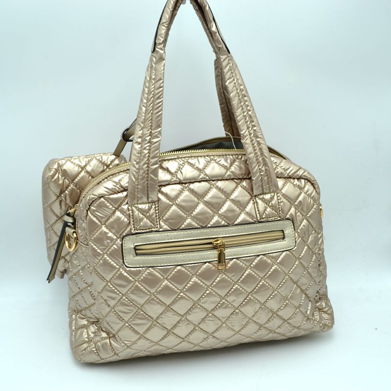 2-in-1 Large Quilted Tote Bag with Pouch - Tote Bag