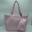 2-in-1 Large Quilted Zipper Tote with Pouch - Tote Bag