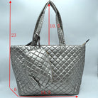 2-in-1 Large Quilted Zipper Tote with Pouch - Black - Tote Bag