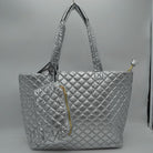 2-in-1 Large Quilted Zipper Tote with Pouch - Tote Bag