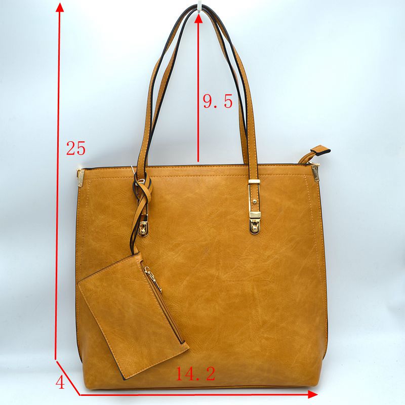 Soft Faux Leather Tote Handbag With Wallet - Tote Bag