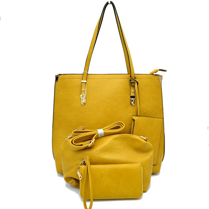 Soft Faux Leather Tote Handbag With Wallet - Tote Bag
