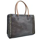 Women’s Studded Faux Leather Whipstitch Shoulder Bag Tote - Tote Bag