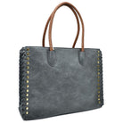 Women’s Studded Faux Leather Whipstitch Shoulder Bag Tote - Tote Bag
