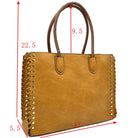 Women’s Studded Faux Leather Whipstitch Shoulder Bag Tote - Tote Bag