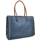 Women’s Studded Faux Leather Whipstitch Shoulder Bag Tote - Tote Bag
