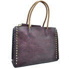 Women’s Studded Faux Leather Whipstitch Shoulder Bag Tote - Tote Bag