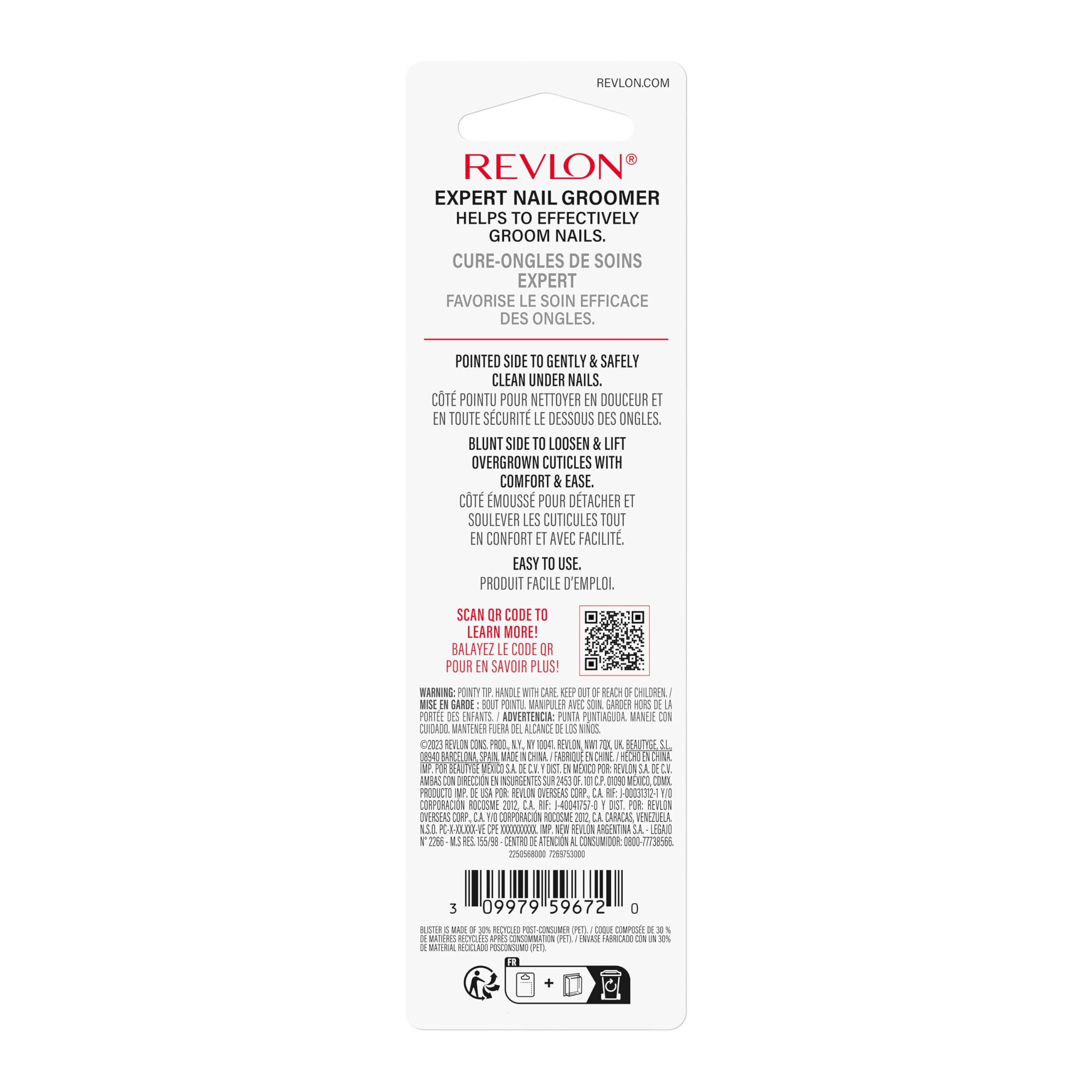 Revlon Cuticle Pusher and Nail Cleaner, Dual Ended Nail Care Tool, Easy to Use, Stainless Steel (Pack of 1) - Charming Charlie