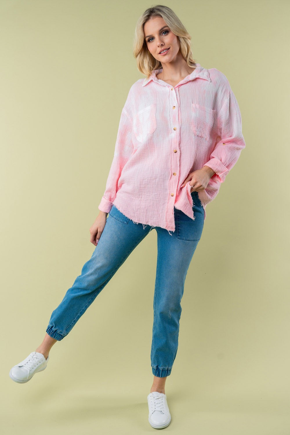 White Birch Full Size Long Sleeve Tie Dye Shirt - Charming Charlie