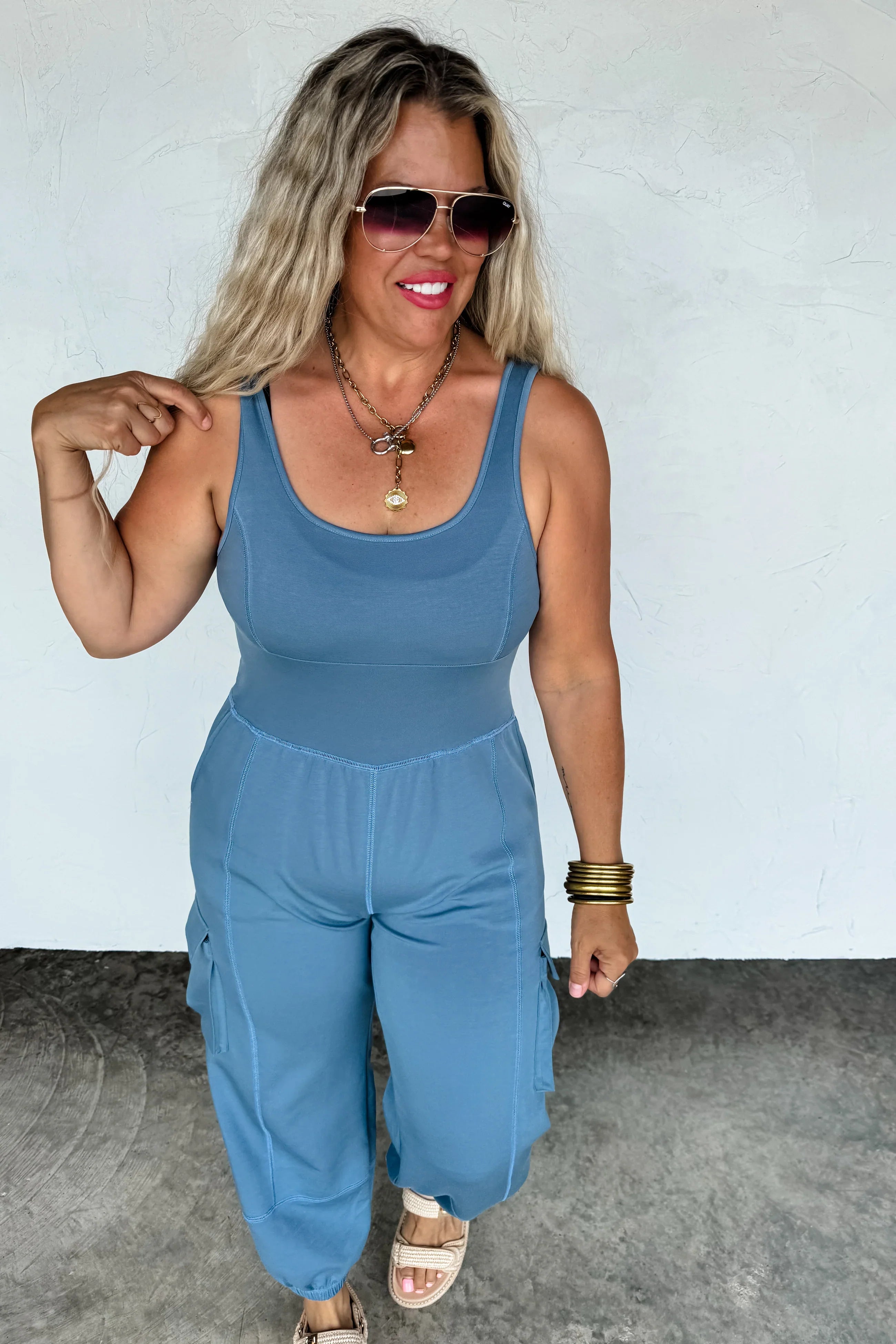 PREORDER: All Set Tank Romper - Charming Charlie