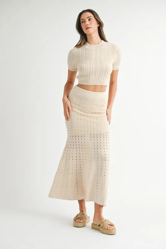 MABLE Short Sleeve Top and Button Down Midi Skirt Set main image 0