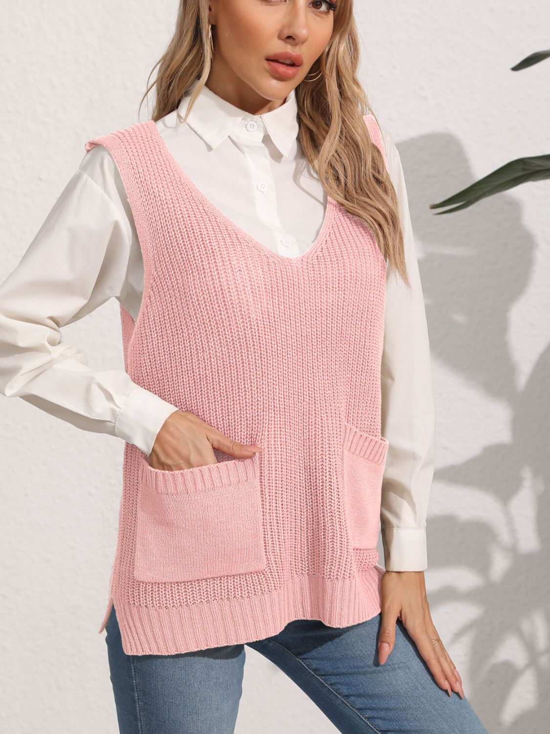 Pocketed V-Neck Sweater Vest – Charming Charlie